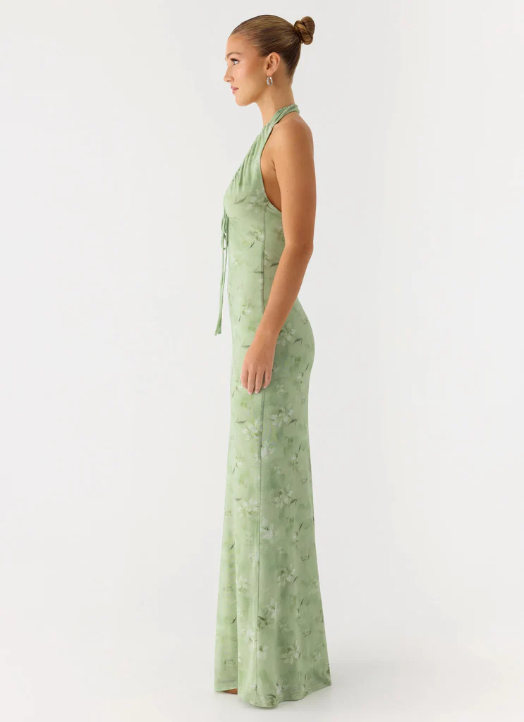 Ask You Twice Maxi Dress - Blurred Lime