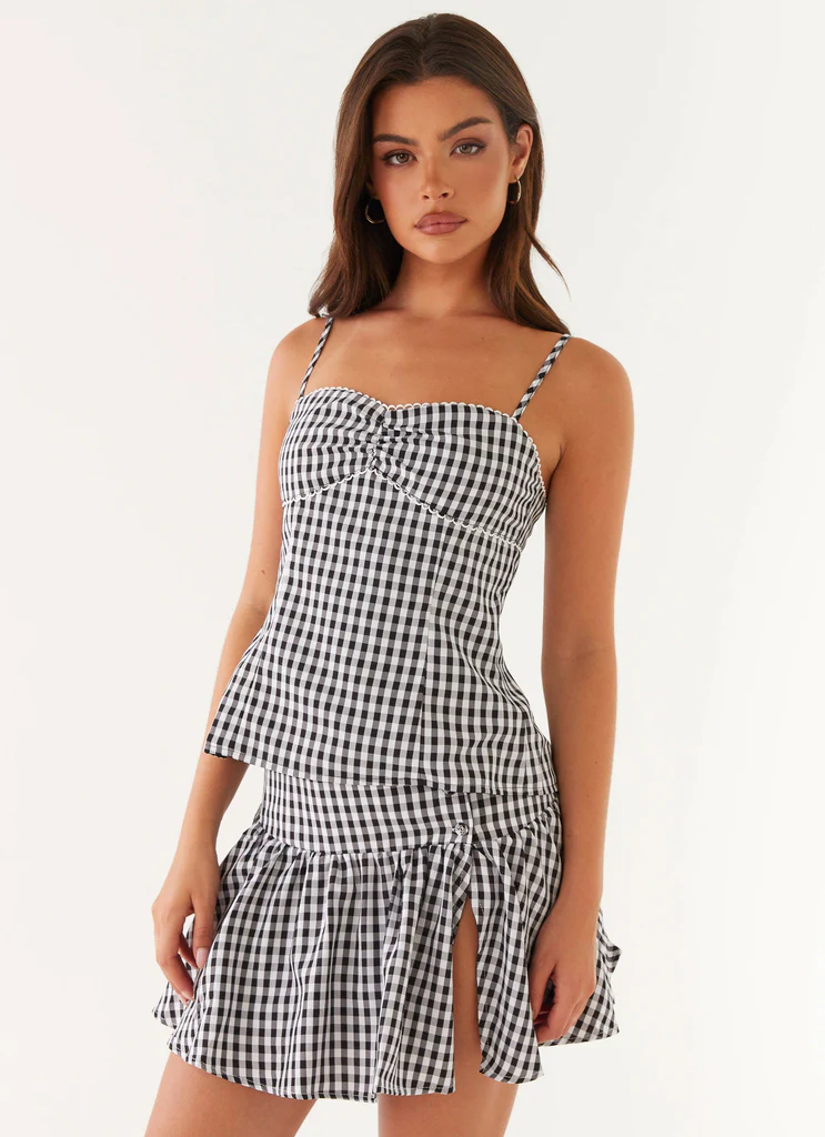 Bellamy Top - Black Gingham