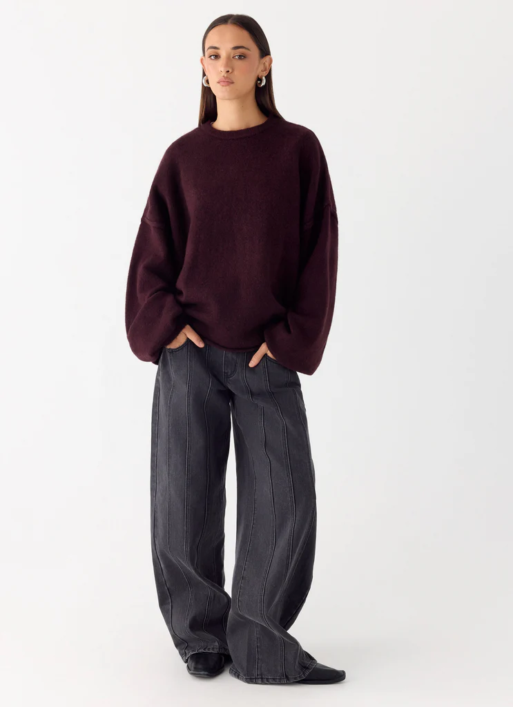 Jack Oversized Knit Sweater – Plum Jack Oversized Knit Sweater - Plum