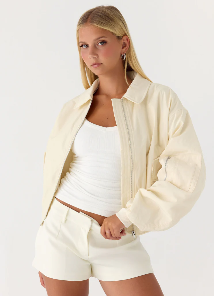Jameson Bomber Jacket – Ivory Jameson Bomber Jacket - Ivory