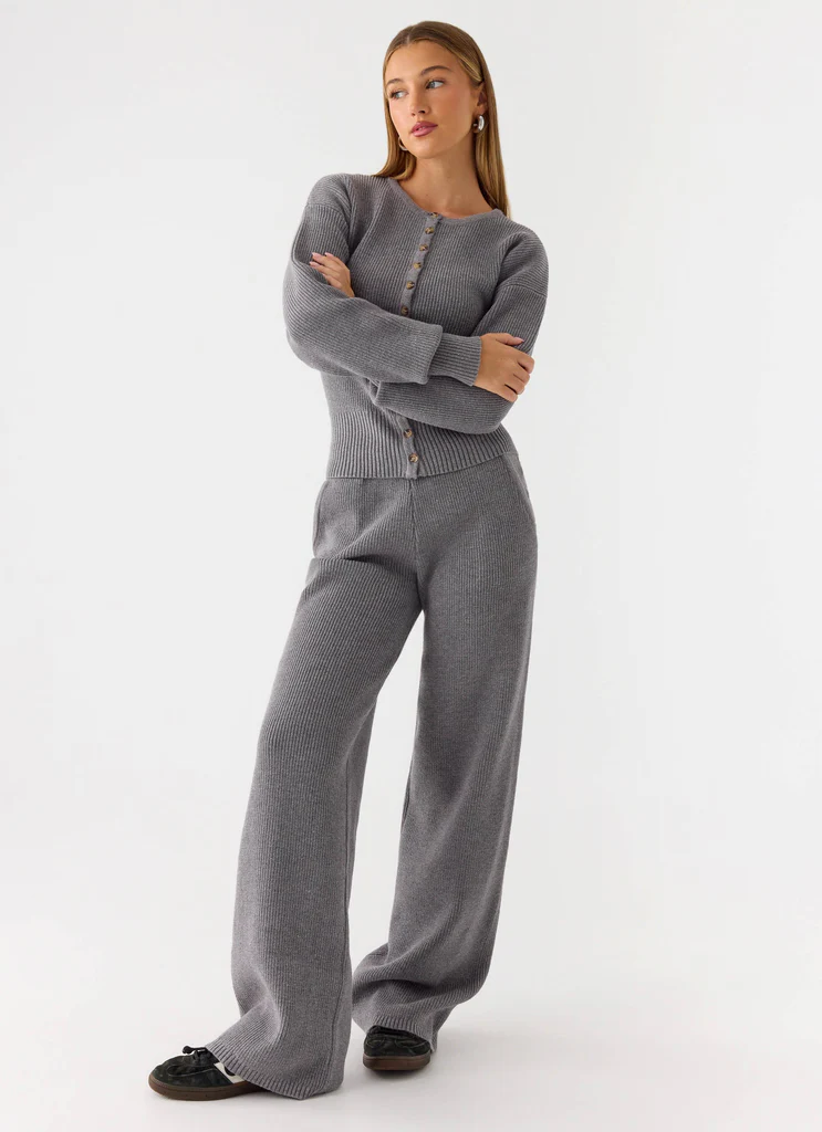 Harrison Cinched Knit Cardigan - Marle Grey