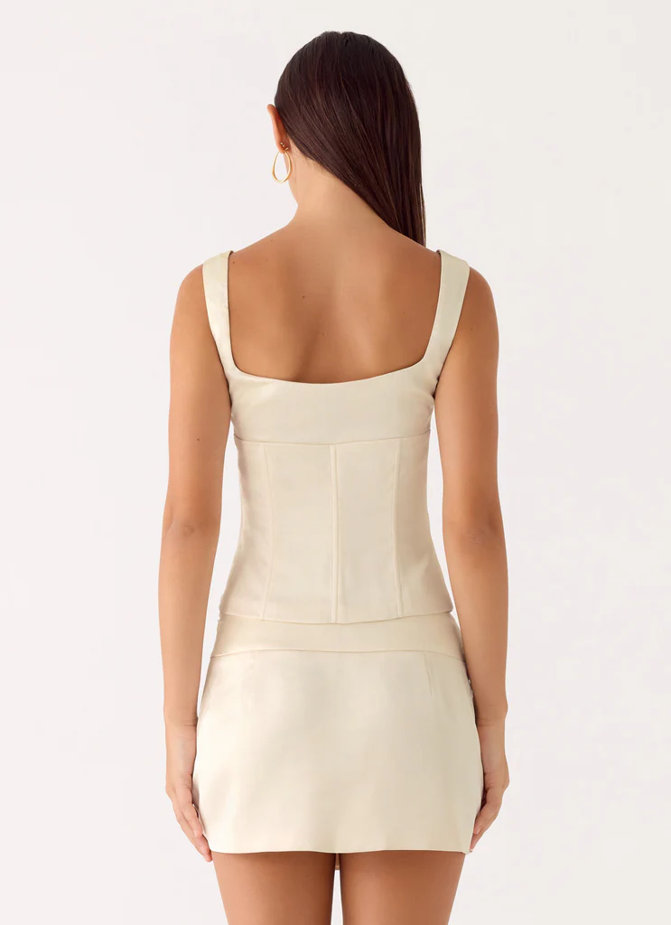 Posy Satin Top - Ivory