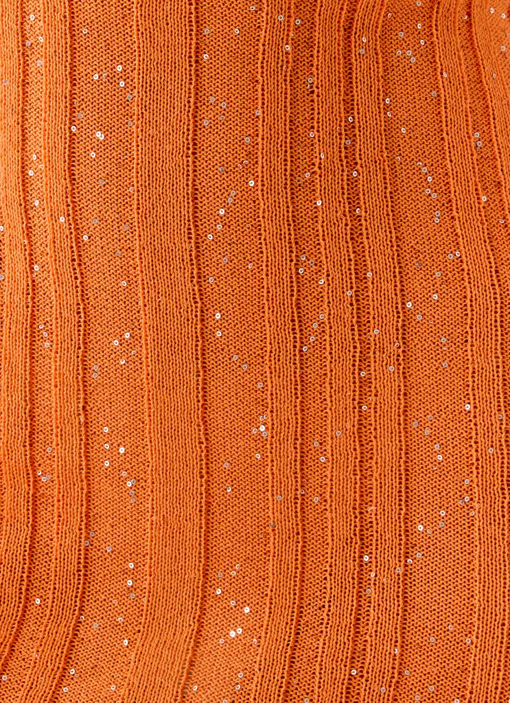 Estrella Long Sleeve Knit Mini Dress - Orange