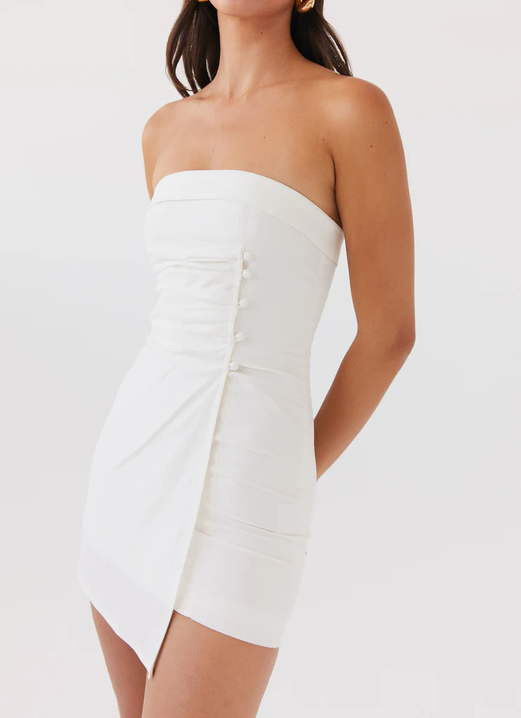 Lavinia Linen Tube Mini Dress – White Lavinia Linen Tube Mini Dress - White