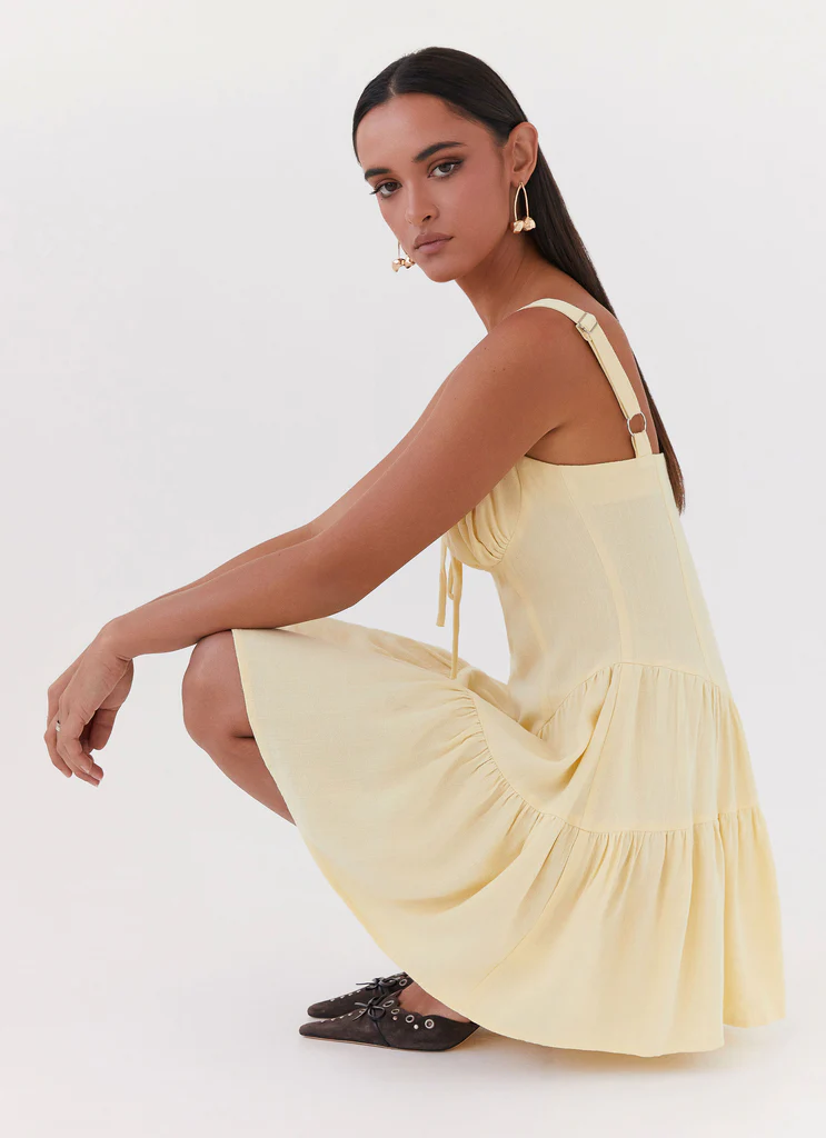 Lucie Linen Mini Dress – Yellow Lucie Linen Mini Dress - Yellow
