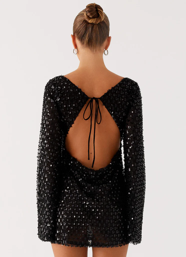 Edessa Sequin Mini Dress - Black