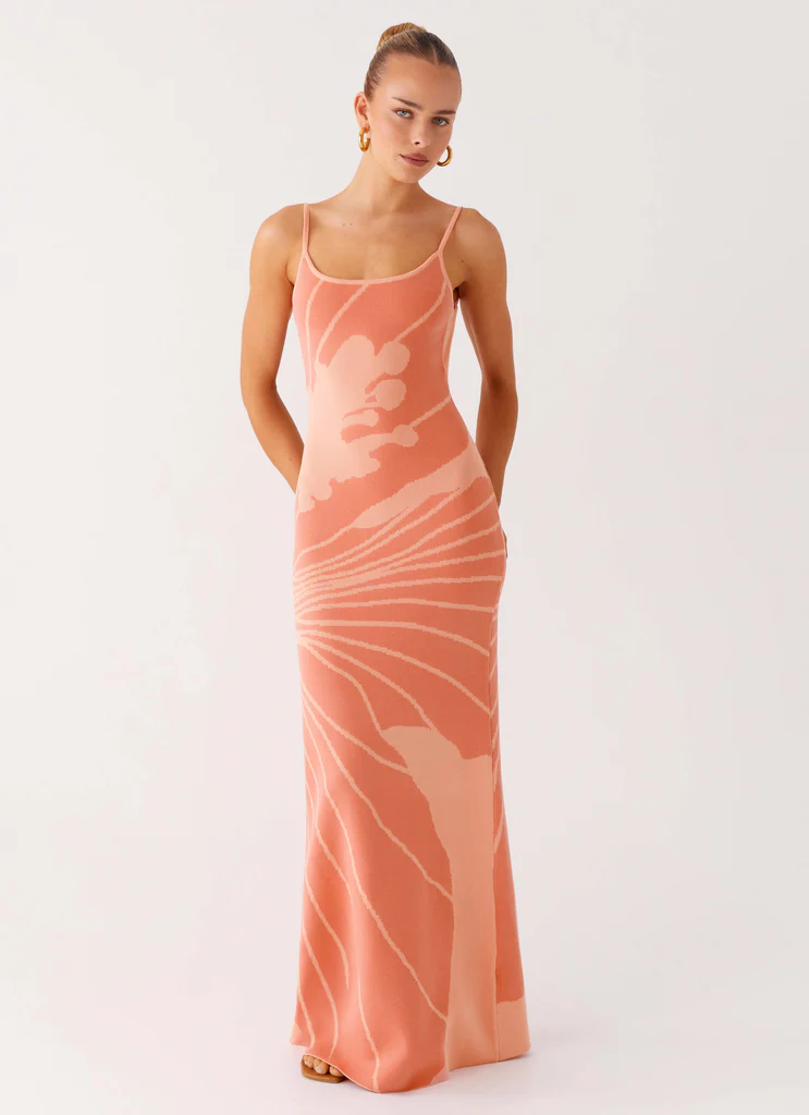 Bliss View Knit Maxi Dress - Peach