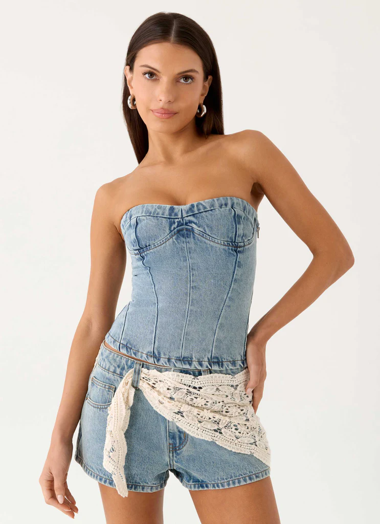 Vianna Denim Bustier Top - True Denim