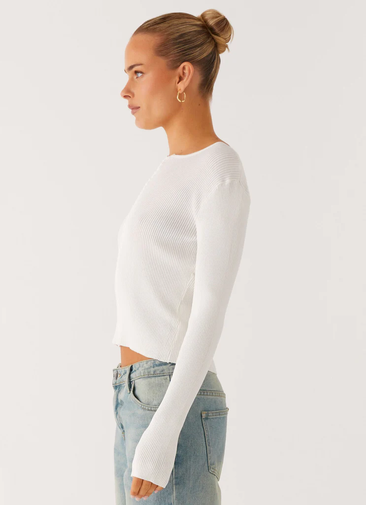 Wonderwall Lace Up Long Sleeve Top - White