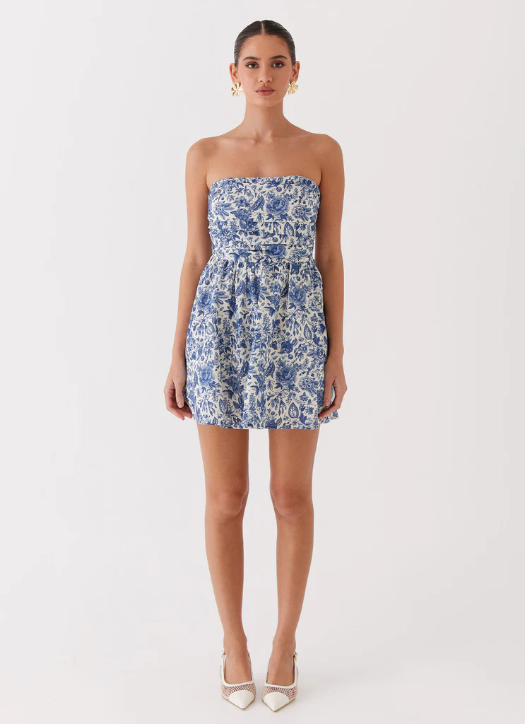 Forget Me Not Linen Mini Dress – Blue Paisley Forget Me Not Linen Mini Dress - Blue Paisley
