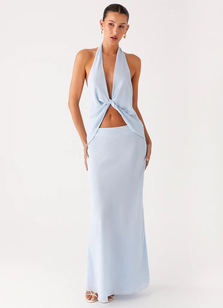 Michaella Chiffon Twist Top - Blue