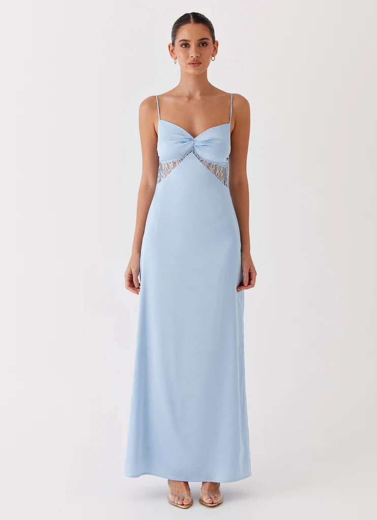Dream Sight Lace Satin Maxi Dress – Ice Blue Dream Sight Lace Satin Maxi Dress - Ice Blue