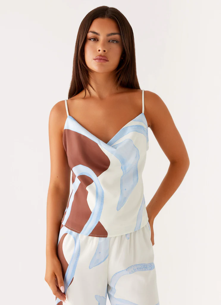 Kaia Cowl Neck Top – Bloom Wave Print Kaia Cowl Neck Top - Bloom Wave Print