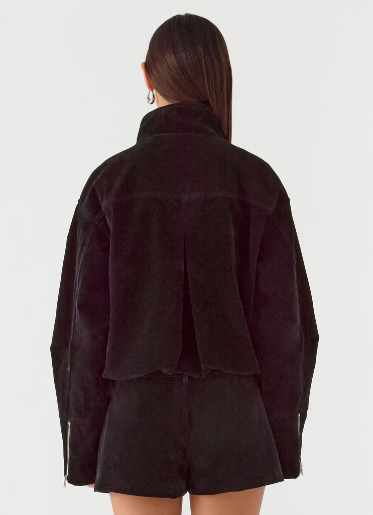 Marlow Faux Suede Jacket - Black