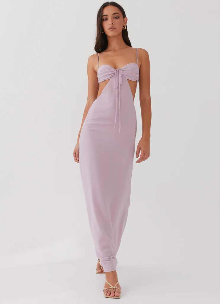 Tyra Ruched Maxi Dress – Lavender Tyra Ruched Maxi Dress - Lavender
