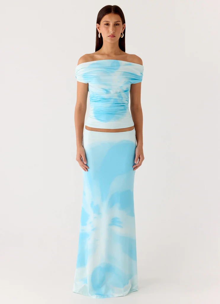 Moka Off Shoulder Top - Blooming Blue