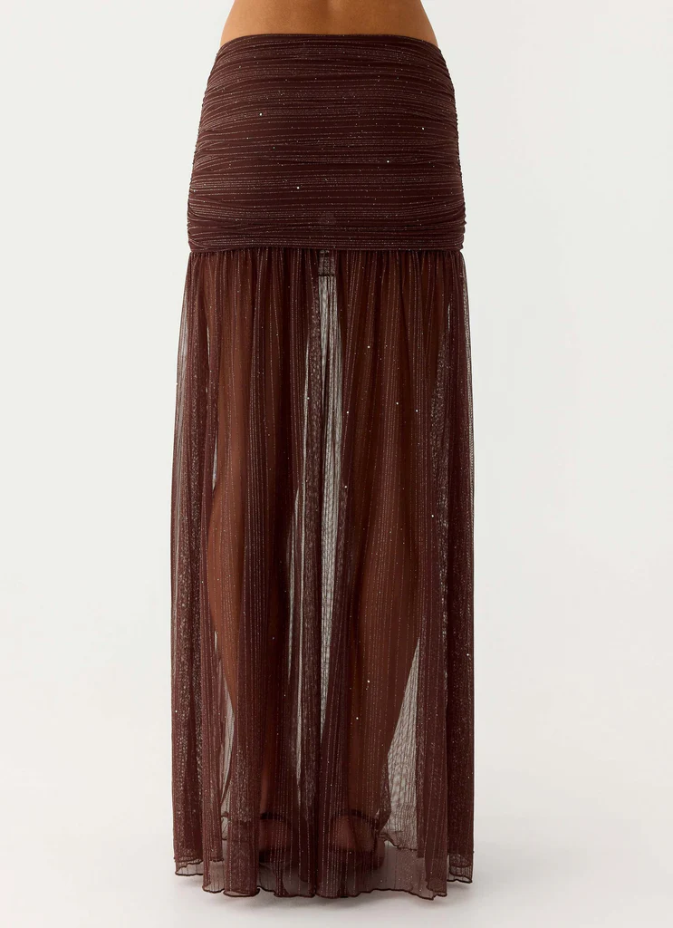 Sparkling Night Maxi Skirt - Chocolate