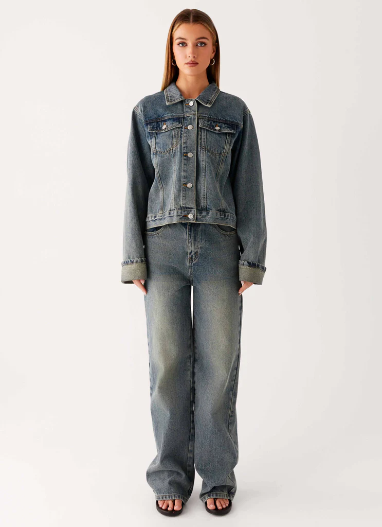 Back Again Oversized Denim Jacket - Dirty Wash