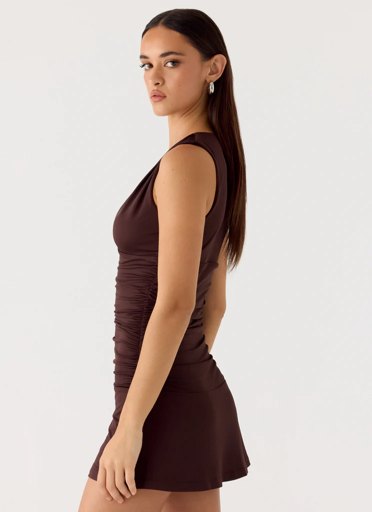 Cherry Sky Mini Dress - Chocolate