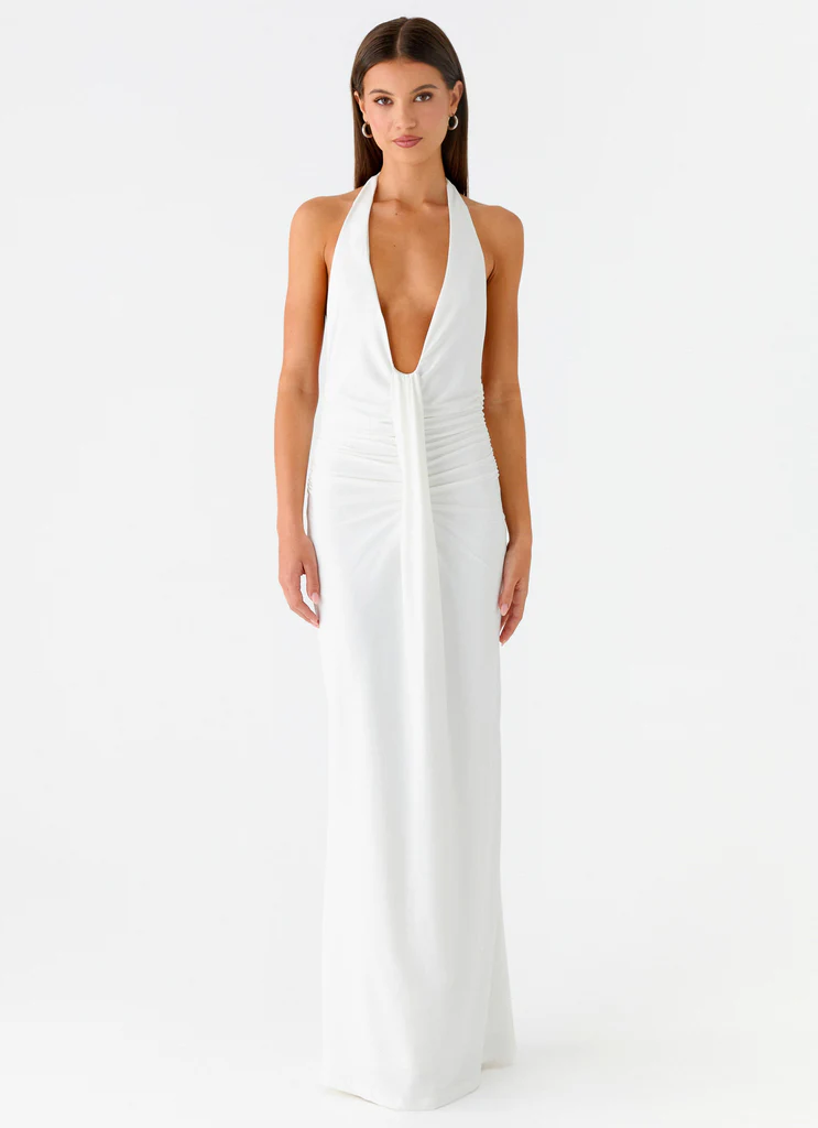Cheyenne Halter Neck Maxi Dress - Ivory