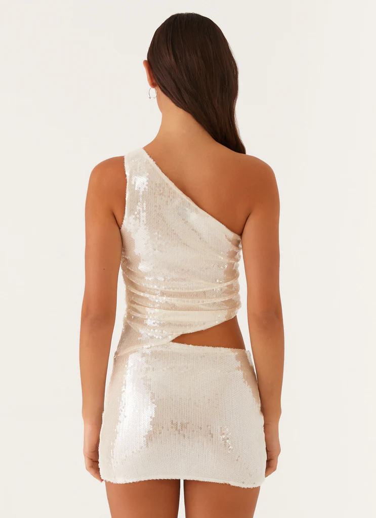 Seranella One Shoulder Mini Dress - Ivory