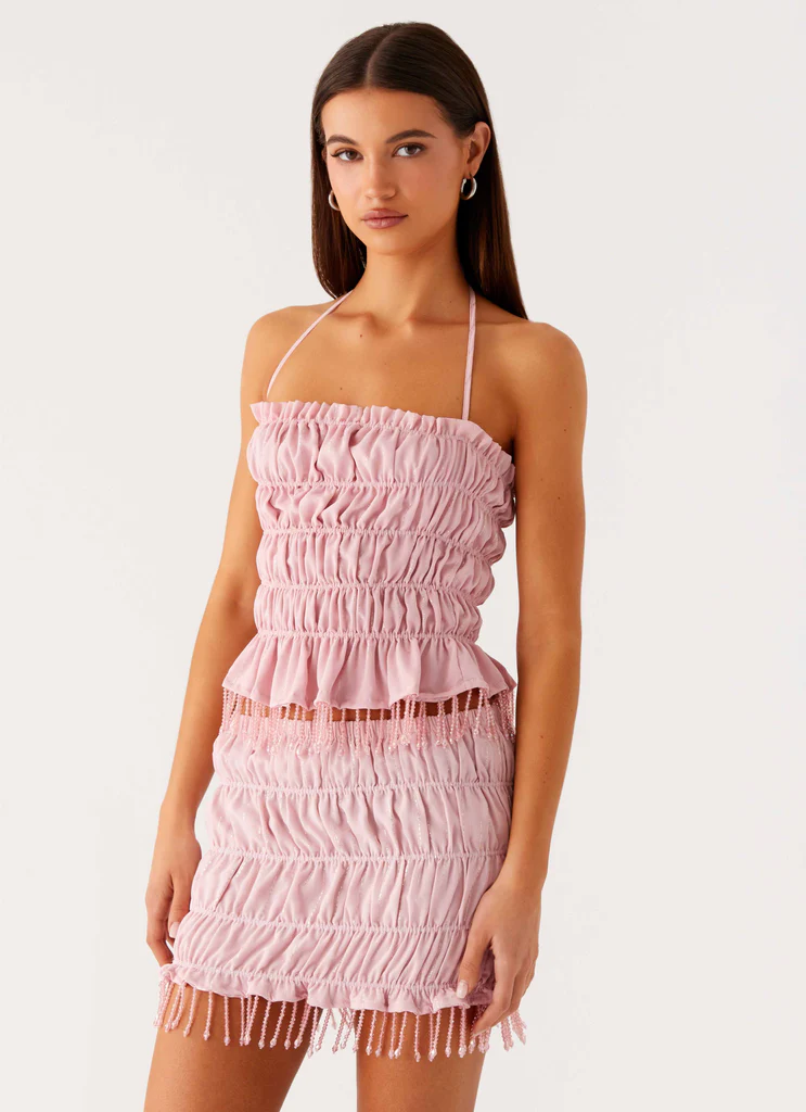 Shari Beaded Mini Skirt - Pink