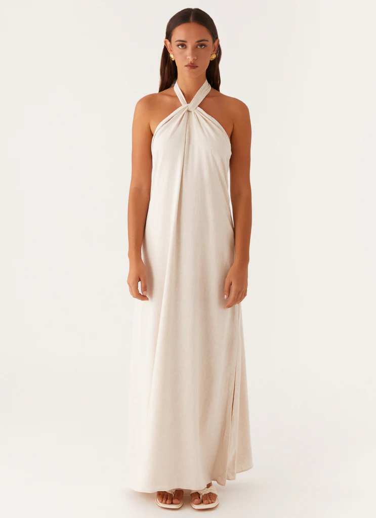 Golden Child Linen Maxi Dress – Oatmeal Golden Child Linen Maxi Dress - Oatmeal