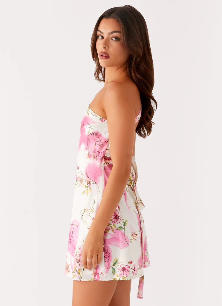 Lights Out Mini Dress - Ivory Floral Print