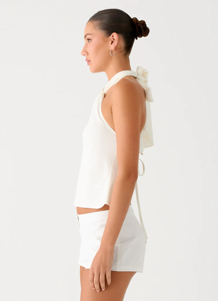 Maddox Scarf Top - White