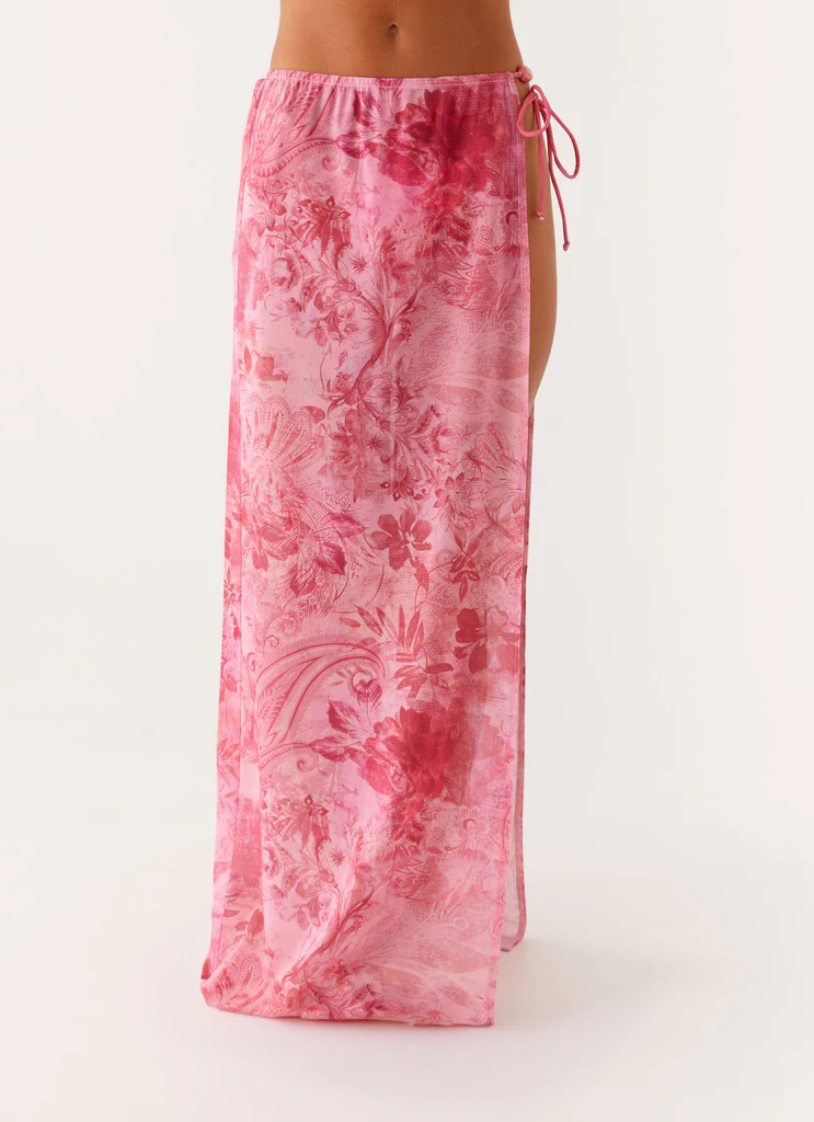 Here For It Beaded Maxi Skirt - Pink Print