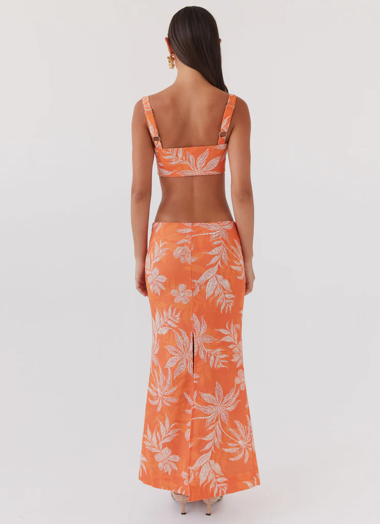 Born For Bordeaux Linen Skirt - Tropic Sunset