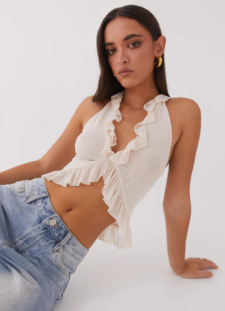 Tanya Mesh Frill Top – Ivory Tanya Mesh Frill Top - Ivory