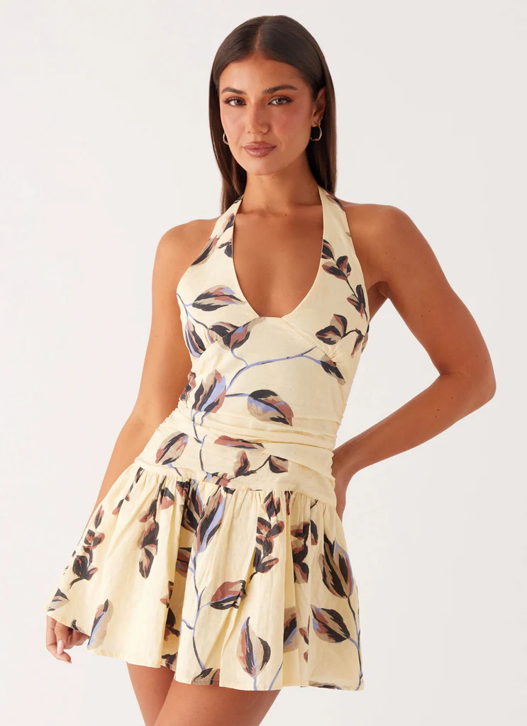 Mirelle Halter Neck Mini Dress - Buttercream Bliss