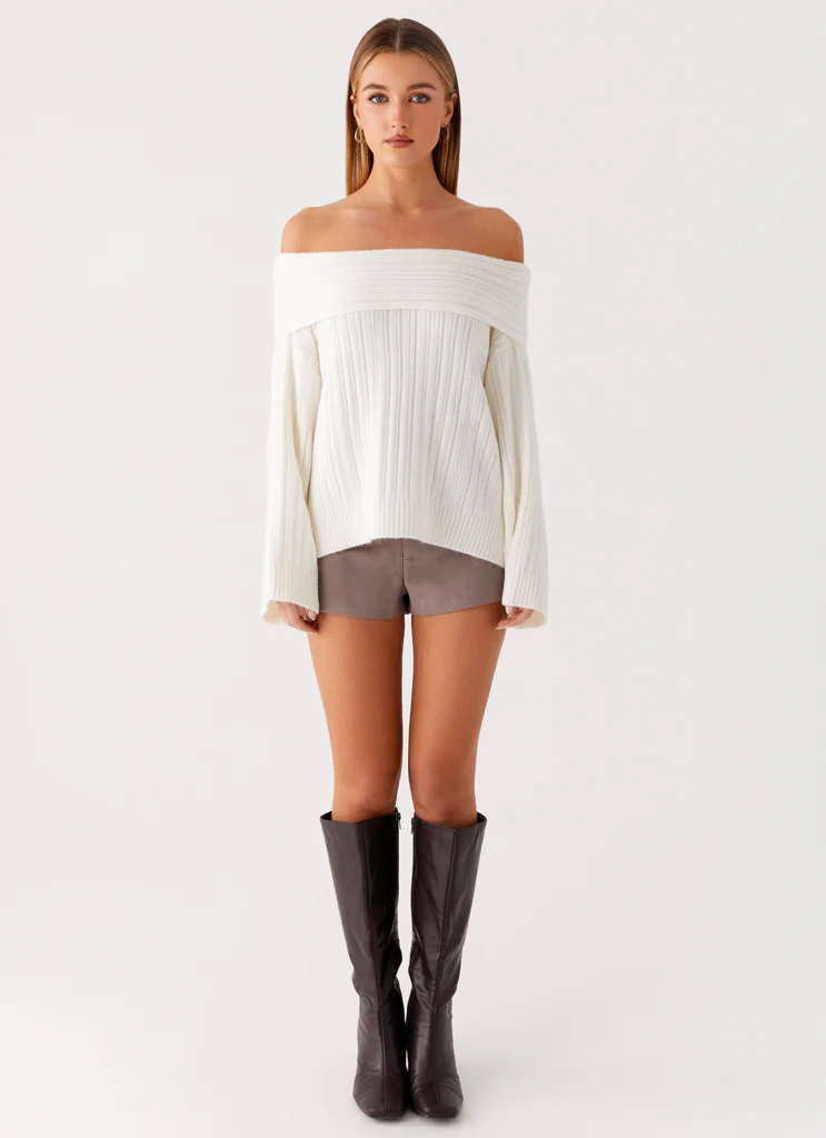 Federica Off Shoulder Knit - White