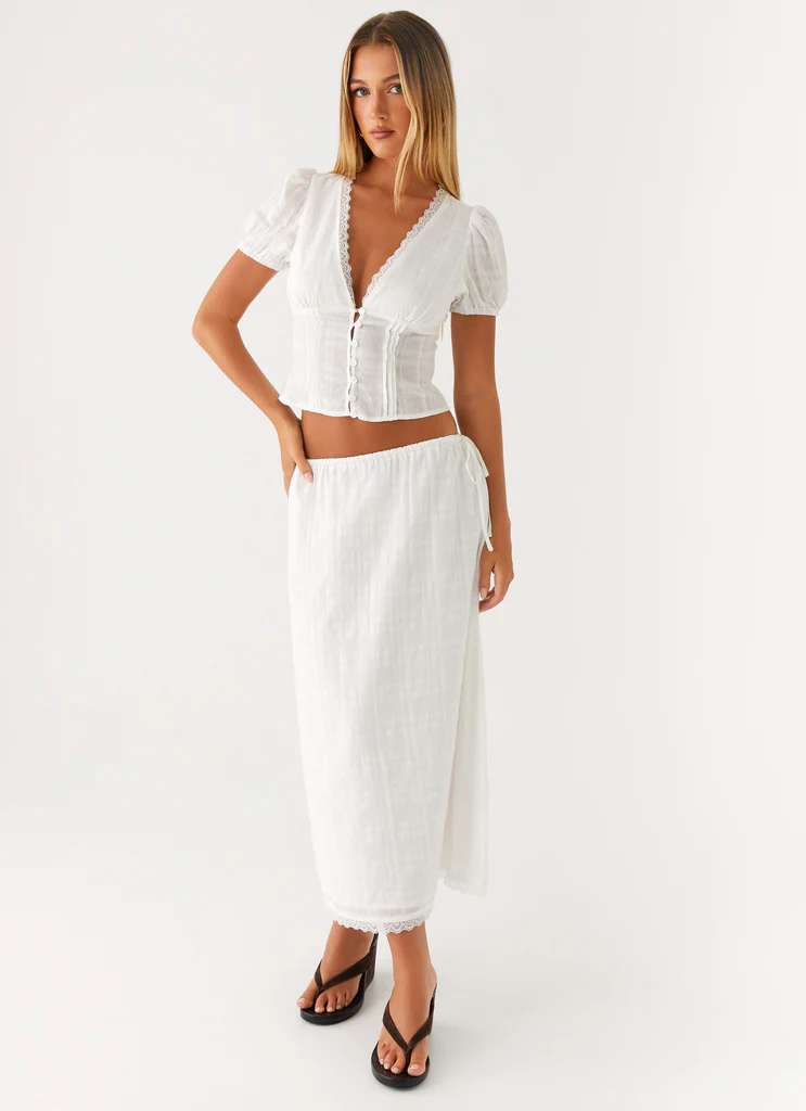 Sweet Lullaby Midi Skirt - White