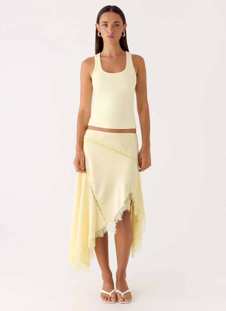 Suay Asymmetrical Midi Skirt - Yellow