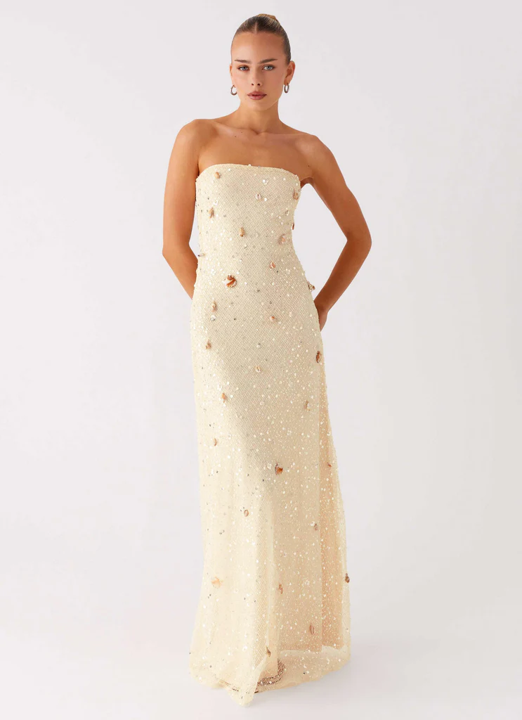 Orelli Shell Sequin Knit Maxi Dress - Ivory