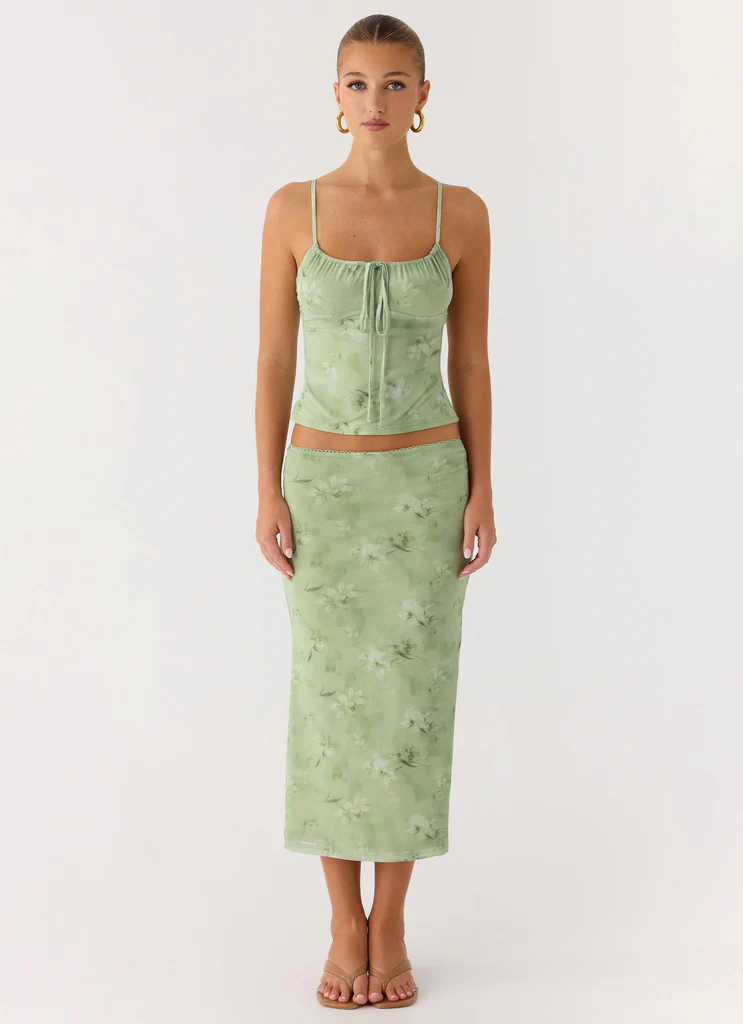 Bending My Rules Top - Blurred Lime