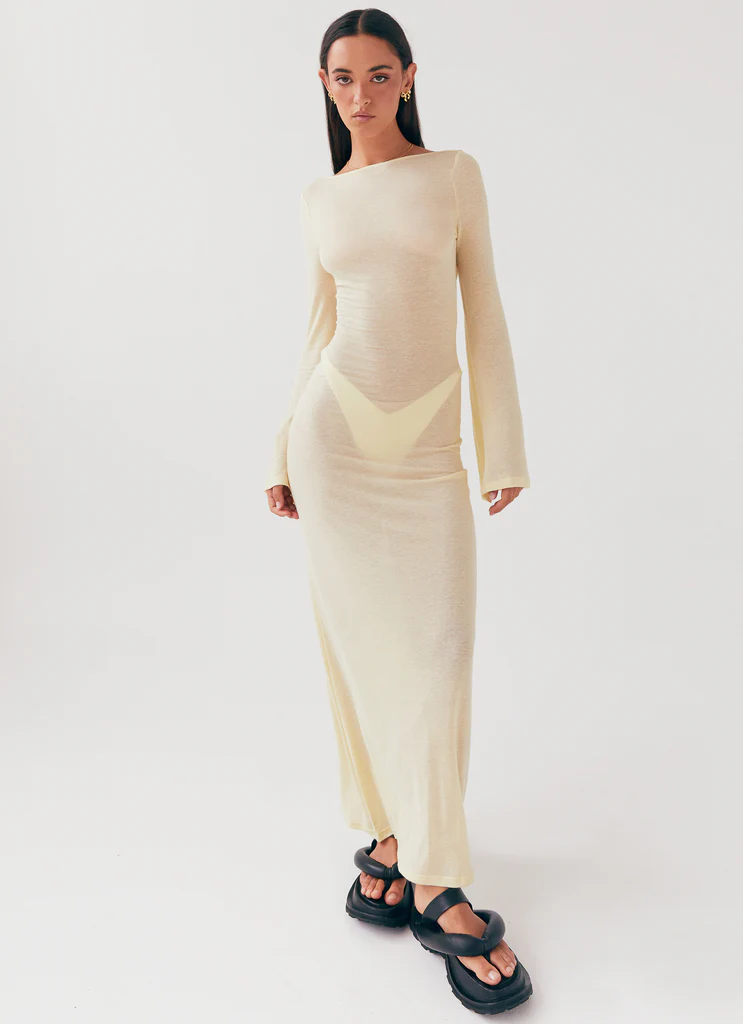 Olivia Long Sleeve Maxi Dress – Lemon Olivia Long Sleeve Maxi Dress - Lemon