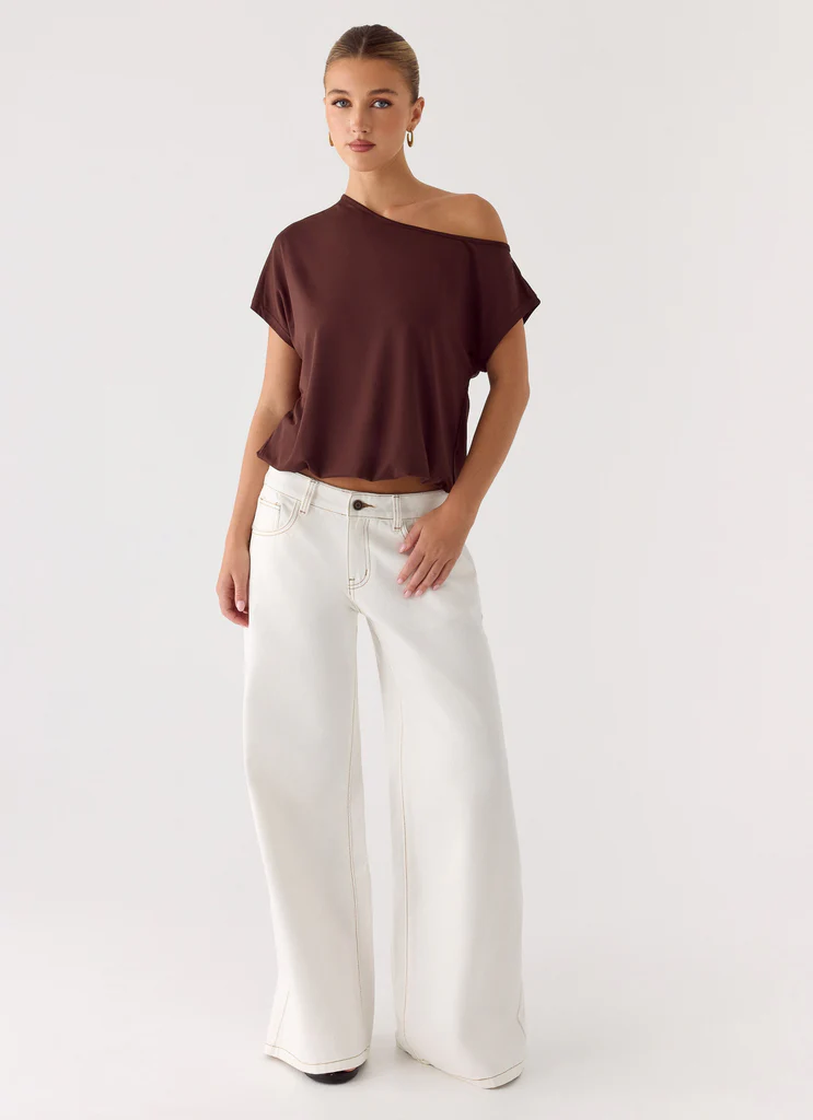 Neo Low Rise Wide Leg Denim Jeans - Ivory