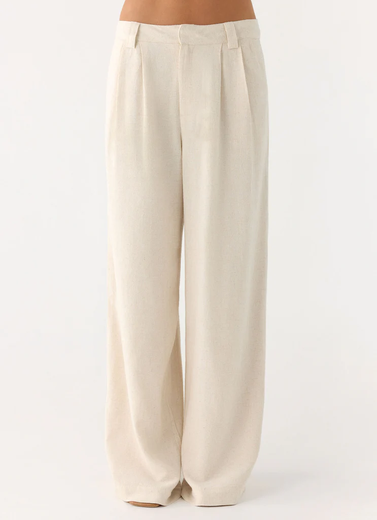 Delong Low Rise Linen Pants - Oatmeal