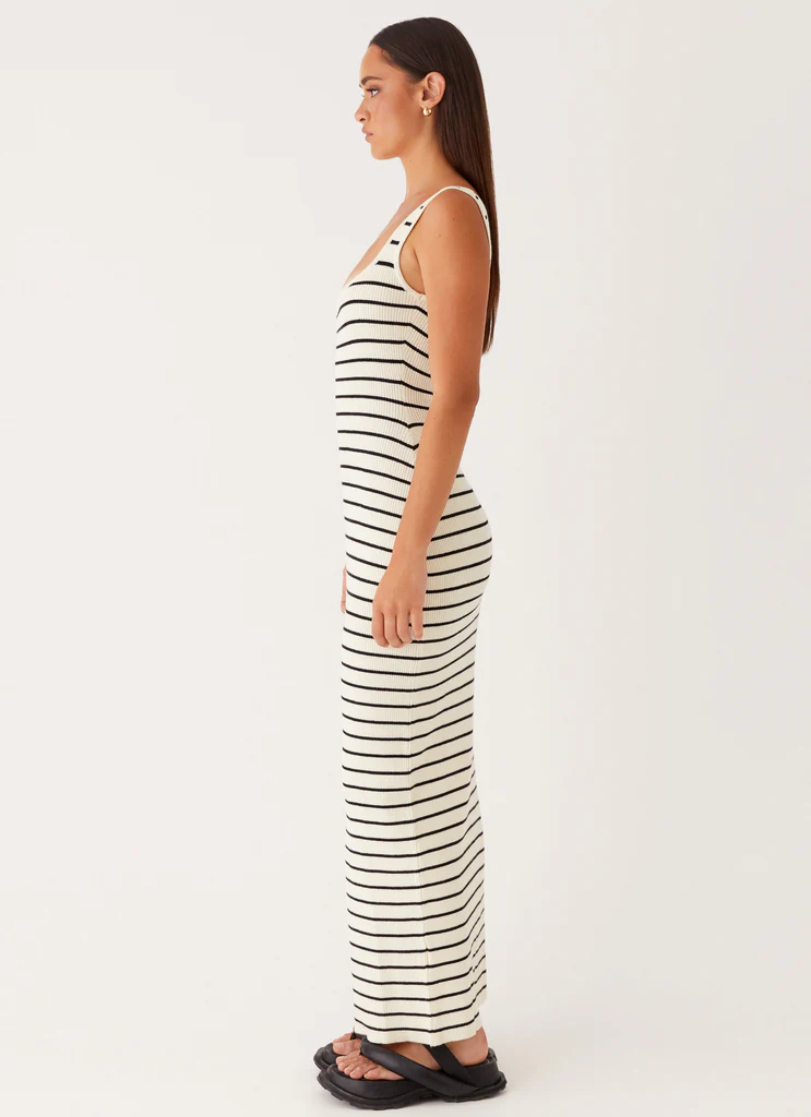 Lianna Stripe Maxi Dress – Ivory Black Stripe Lianna Stripe Maxi Dress - Ivory Black Stripe