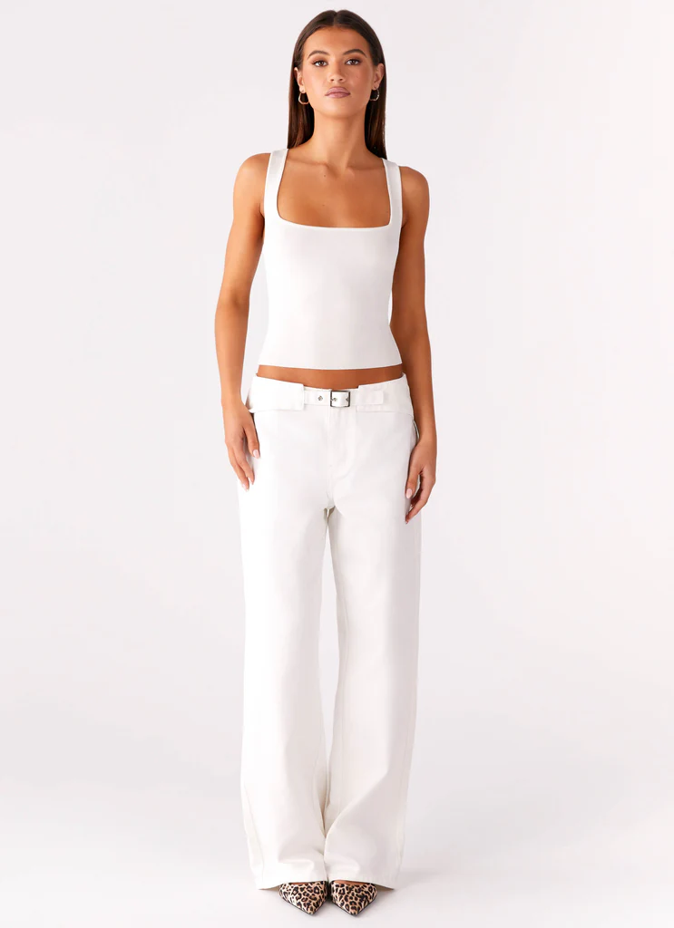Texas Low Rise Denim Jeans - White