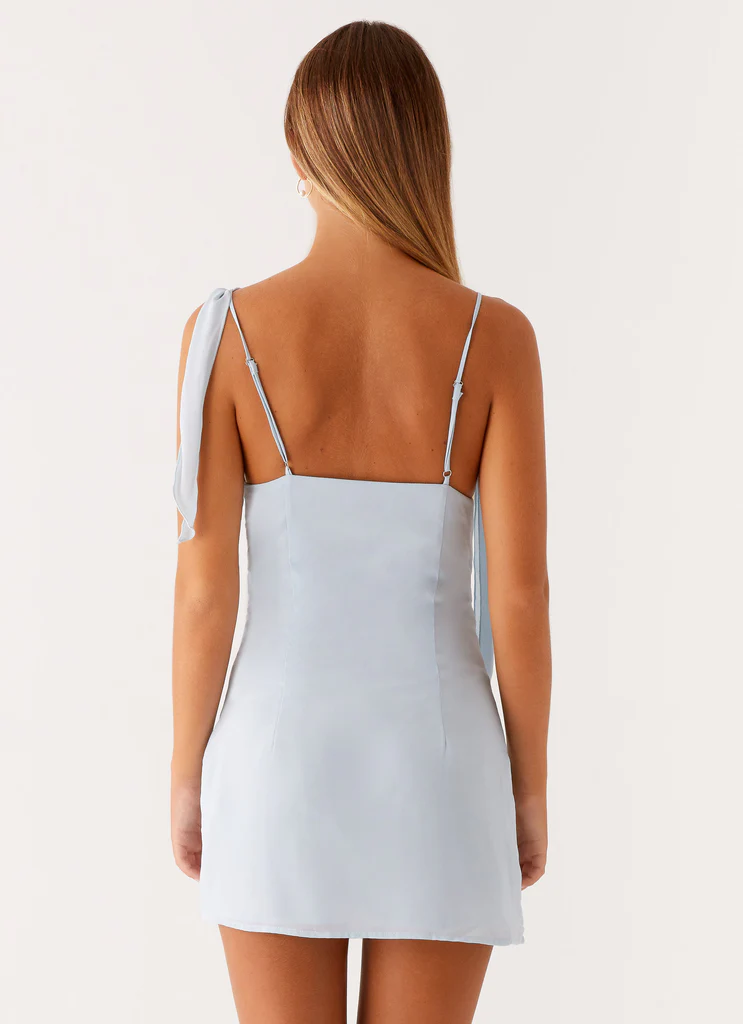 Lily Beaded Mini Dress - Pastel Blue