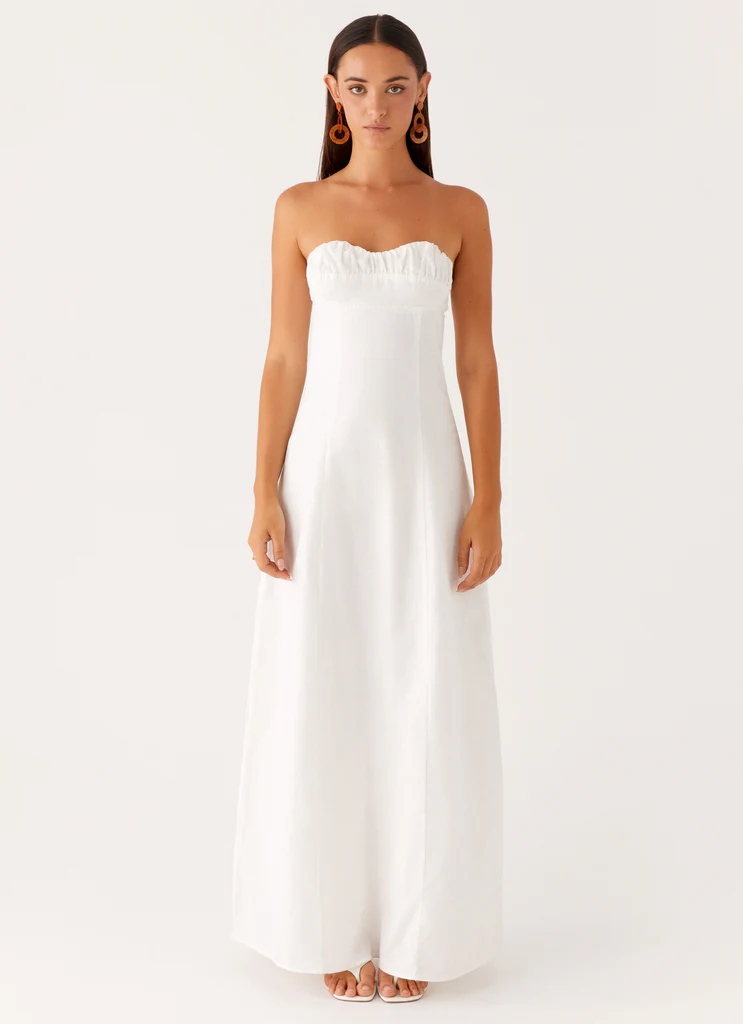 Tayla Linen Maxi Dress - White