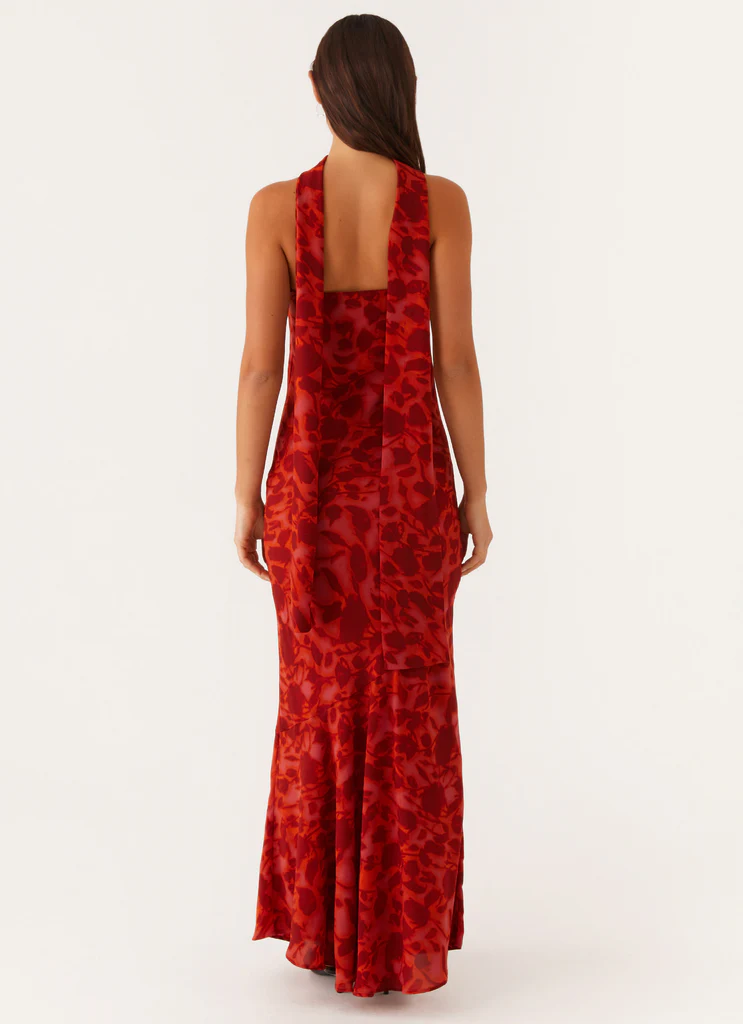 Under The Pagoda Maxi Dress – Deep Red Floral Under The Pagoda Maxi Dress - Deep Red Floral