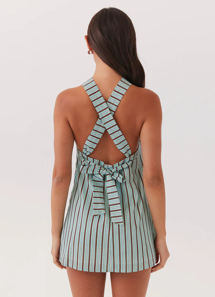 Keira Linen Micro Mini Dress - Coastal Stripe
