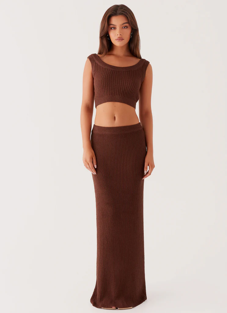 Season Fever Knit Crop Top – Chocolate Season Fever Knit Crop Top - Chocolate