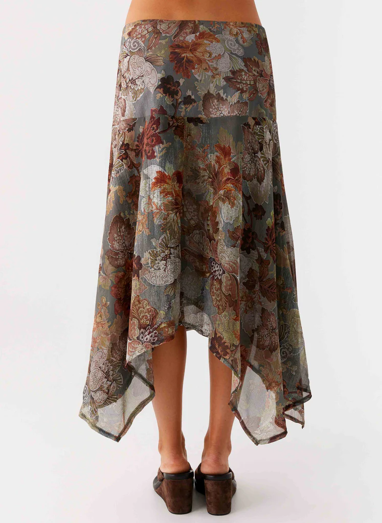 Rosewood Low Rise Midi Skirt - Vintage Blossom