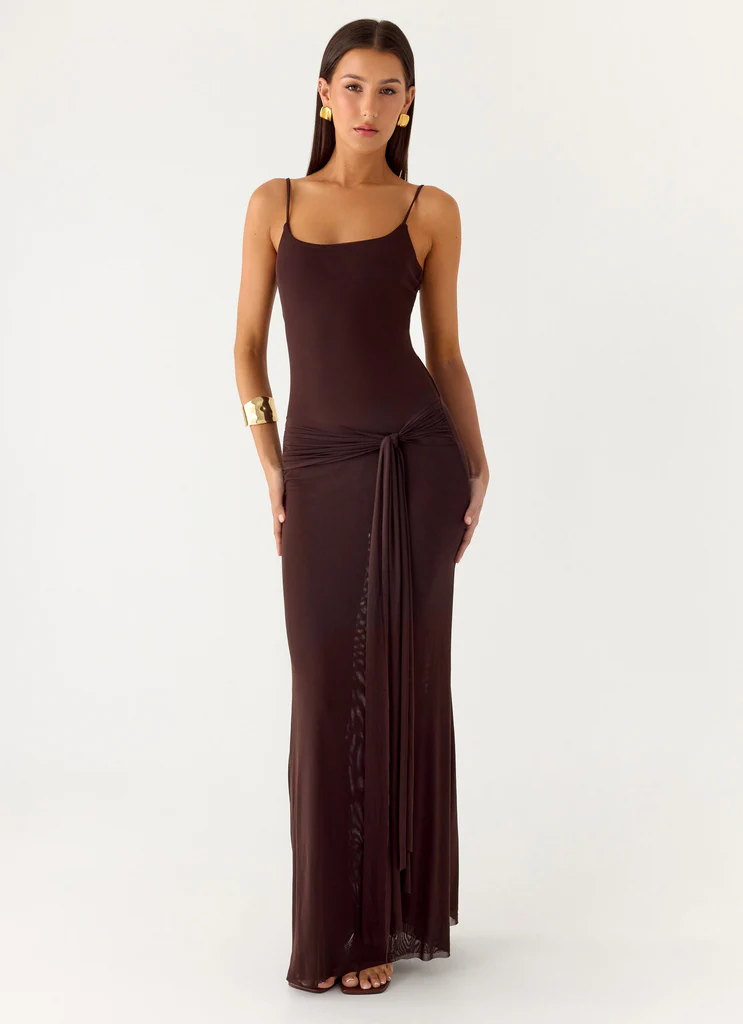 Matoma Bodysuit Maxi Dress - Cool Chocolate
